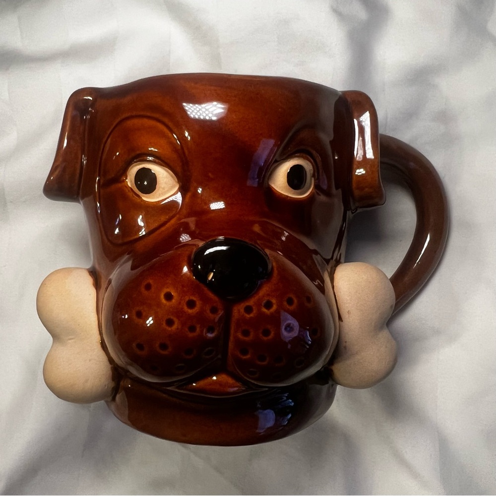 Woof Bull Dog w Bone Oversized Coffee Mug Boston Warehouse Trading Co